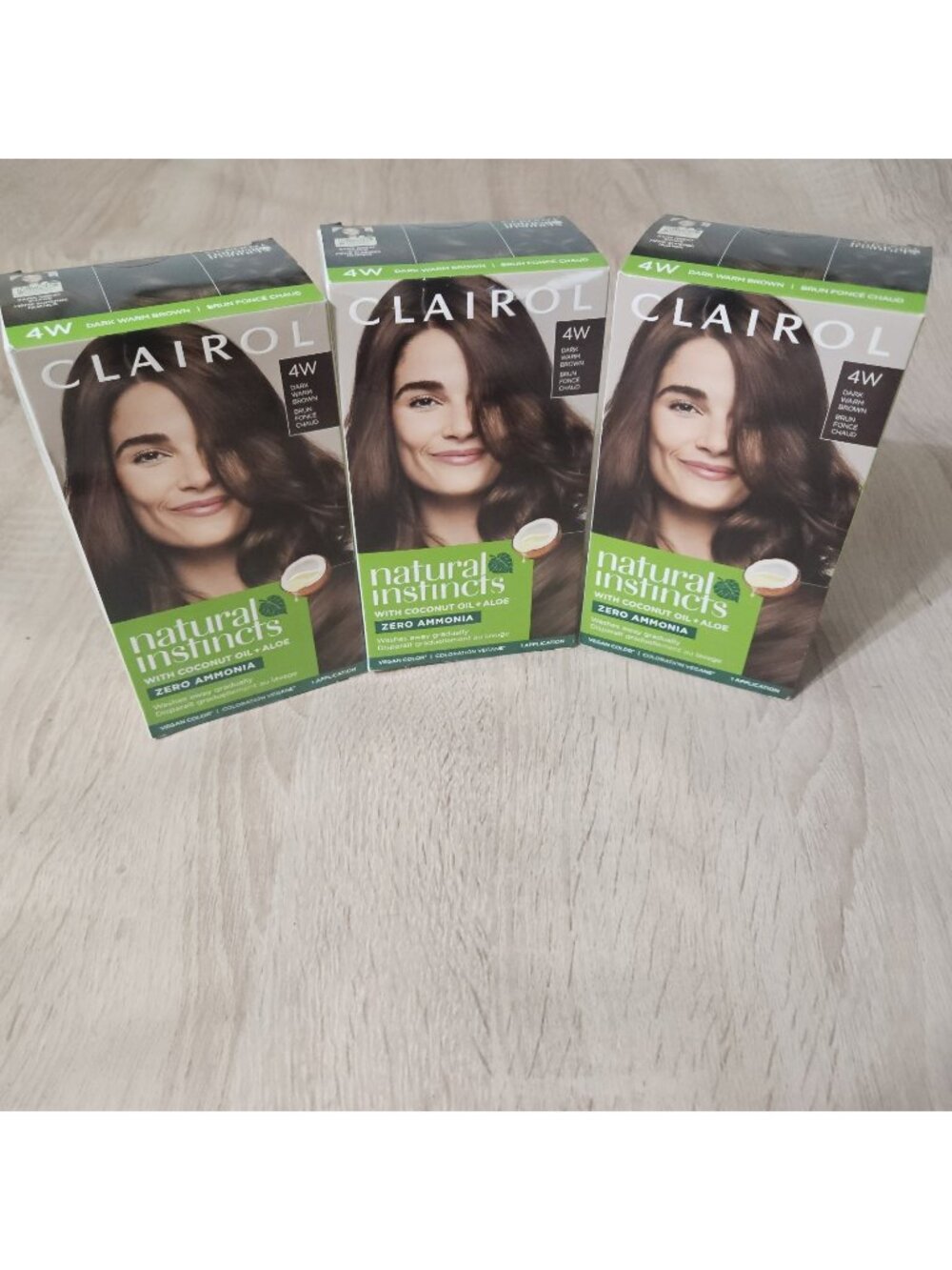 Clairol Natural Instincts Demi Permanent Hair Color 4W Dark Warm Brown 3 Pack
